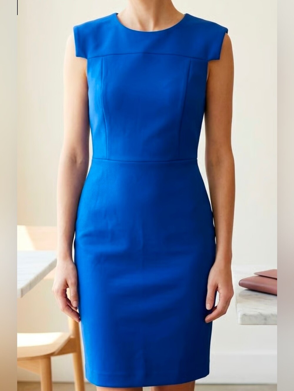 Calvin Klein Electric Blue Cap-Sleeve Sheath Dress